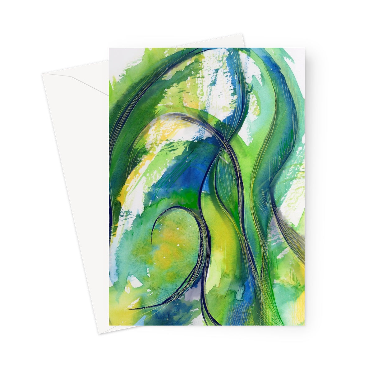 Green Swirls  Greeting Card